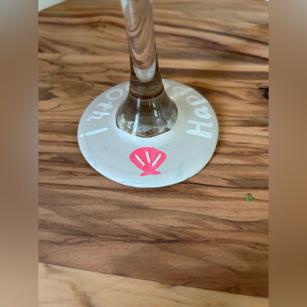 Hand-Painted Beach Theme Wine Glass 60th Birthday - Picture 5 of 5